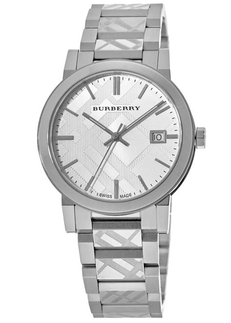 burberry unisex check stamped round dial watch|Stainless Steel Burberry Checked Trademark Unisex .